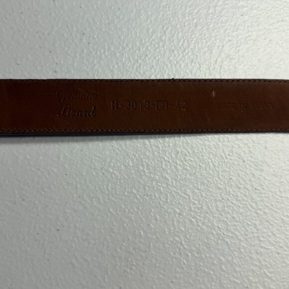 Saks Fifth Avenue Genuine Lizard Leather Belt Brown Men’s Size 42 Made in Spain - Picture 5 of 6